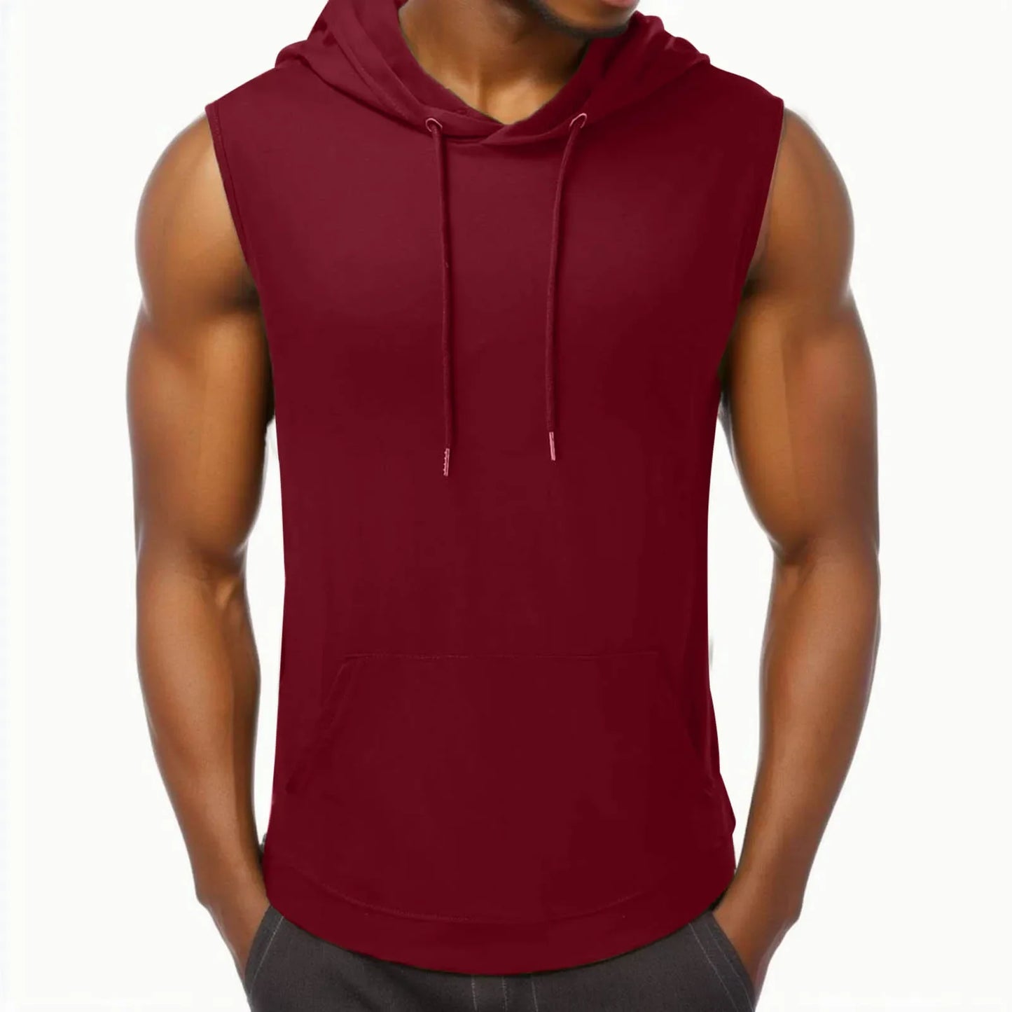 sanyamk Sports Tank Tops Men Fitness Muscle Print Sleeveless Hooded Bodybuilding Pocket Tight-drying Tops Summer Shirt For Men Clothing