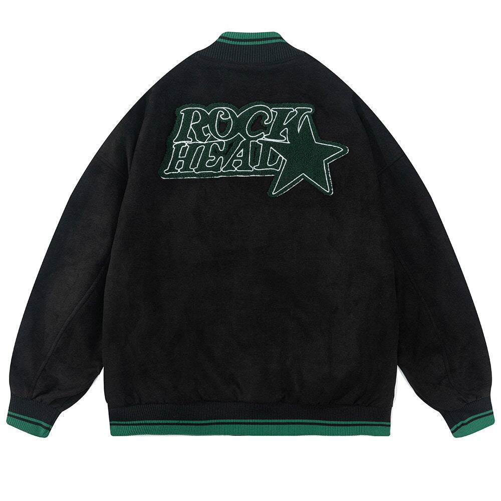 sanyamk Patch Letters Embroidery Baseball Uniform Jacket  Mens Hip Hop Loose Casual Punk Couple Jacket Top Men