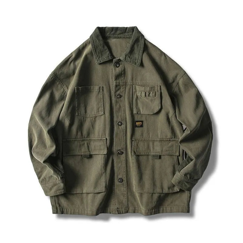 Bonsir Japanese Streetwear Army Green Cargo Jacket Men Women Spring Clothing Harajuku Coat Korean Fashion Military Casual Workwear