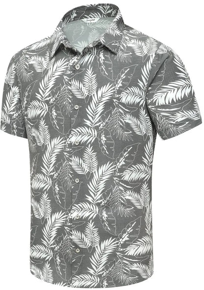 sanyamk Casual Men's Hawaiian Shirt Short-sleeved Lapel T-shirt Printed Large Size Spring and Summer Cool Top for Men