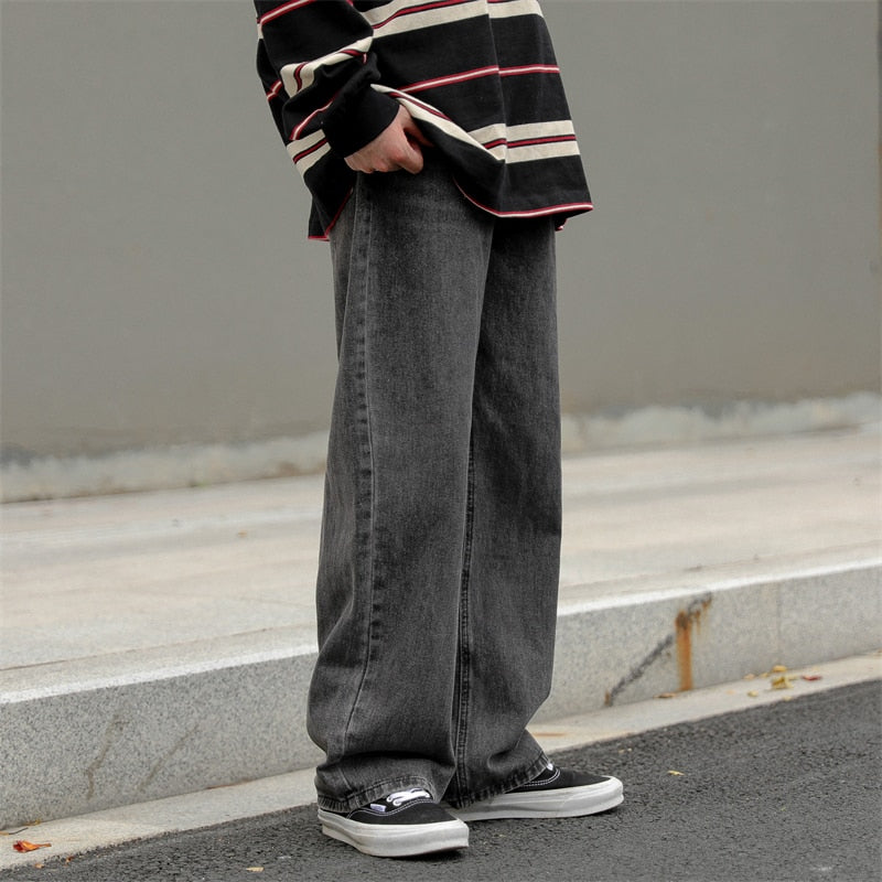 Bonsir 6 Colors Baggy Jeans Men Fashion Oversized Wide Leg Jeans Mens Japanese Streetwear Hip Hop Loose Straight Denim Trousers Men