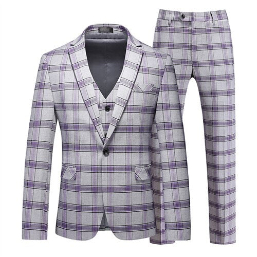 sanyamk Men's Business Banquet Suit 3 Piece Set Fashionable Men Wedding Ball Groom Dress Balzers and Pants with Vests Large Size 6XL