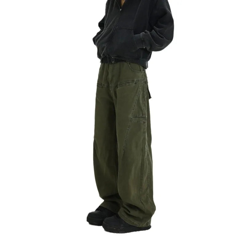 sanyamk Techwear Wide Cargo Pants Men Hip Hop Wide Leg Trousers Male Streetwear Loose Casual Oversize Korean Mens Clothing