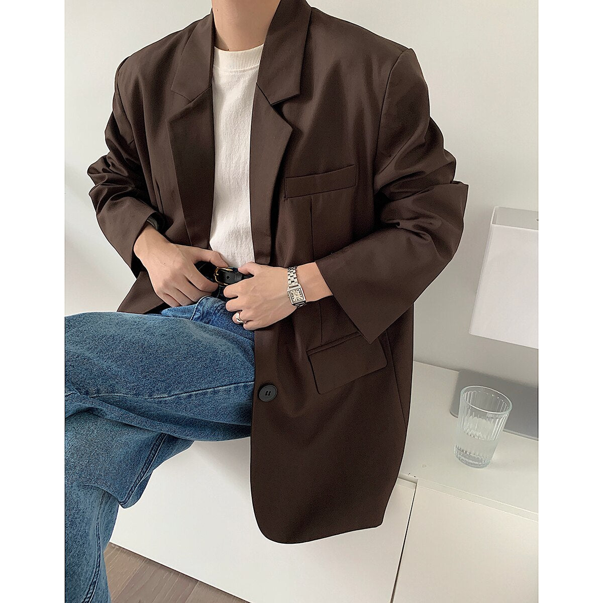 sanyamk Stylish New Autumn Winter Men Blazer High Quality Leisure Style Loose Male All-match Simple Chic Casual Single Breasted Suits