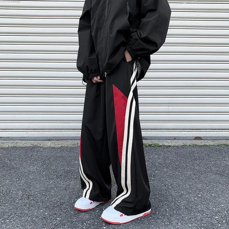 Bonsir Baggy Sweatpants Men Parachute Wide Leg Pants Sports Trousers Male Tracksuit Men Vintage Casual Streetwear Sportswear