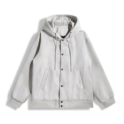 Bonsir Autumn Oversize Bomber Jacket Men Baggy Coat Fashion Korean Streetwear Vintage Hooded Outerwear Tops Clothing Male Plus Size