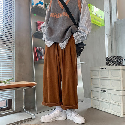 Bonsir Spring Plaid Wide Leg Pants Men Fashion Oversized Casual Pants Men Streetwear Loose Hip Hop Straight Pants Mens Trousers M-2XL