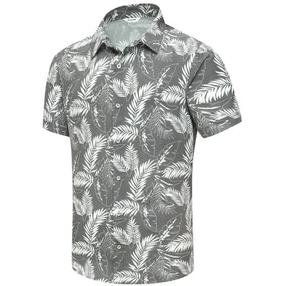 sanyamk Casual Men's Hawaiian Shirt Short-sleeved Lapel T-shirt Printed Large Size Spring and Summer Cool Top for Men