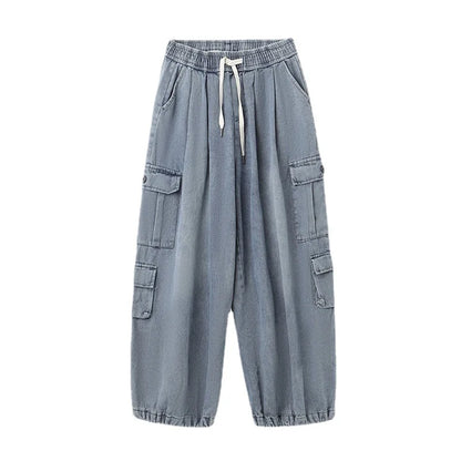 sanyamk Baggy Cargo Jeans Men Oversize Wide Leg Denim Trousers Male Cargo Pants Japanese Casual Loose Streetwear Hip Hop