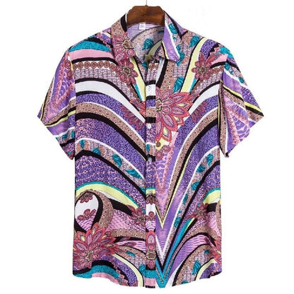 sanyamk Summer Men For Shirt Holiday Fashion Beach Dot Print Short Sleeve Tops Aloha Clothing Streetwear Mens Hawaiian Shirts 5XL