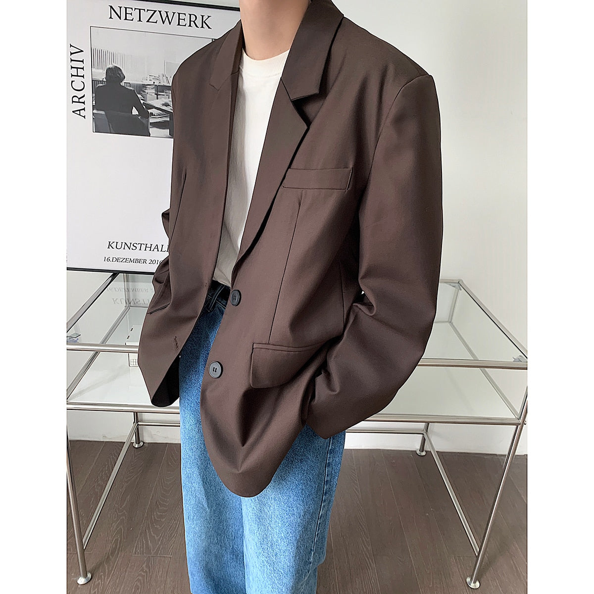 sanyamk Stylish New Autumn Winter Men Blazer High Quality Leisure Style Loose Male All-match Simple Chic Casual Single Breasted Suits