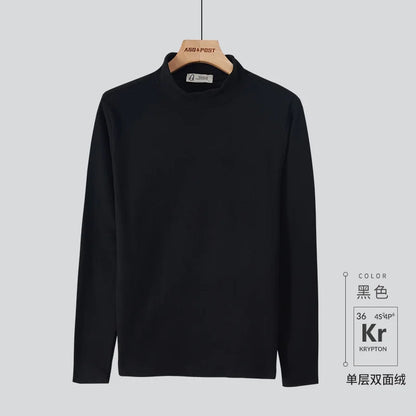 Bonsir Autumn Winter Half Turtleneck Bottoming Shirt Men Loose Casual High Street Long-sleeved T-shirts Men Tops Male Clothes