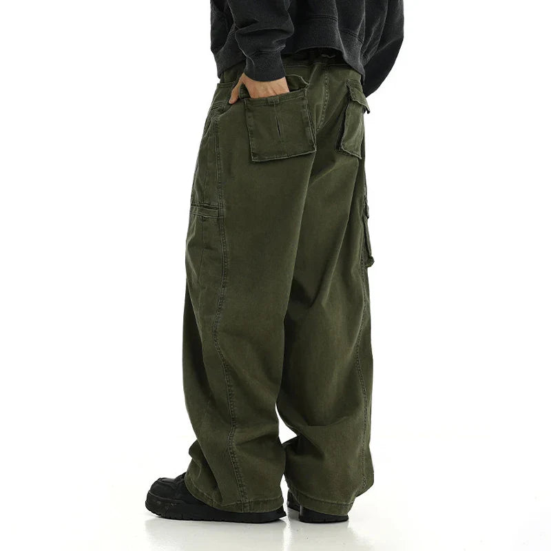 sanyamk Techwear Wide Cargo Pants Men Hip Hop Wide Leg Trousers Male Streetwear Loose Casual Oversize Korean Mens Clothing