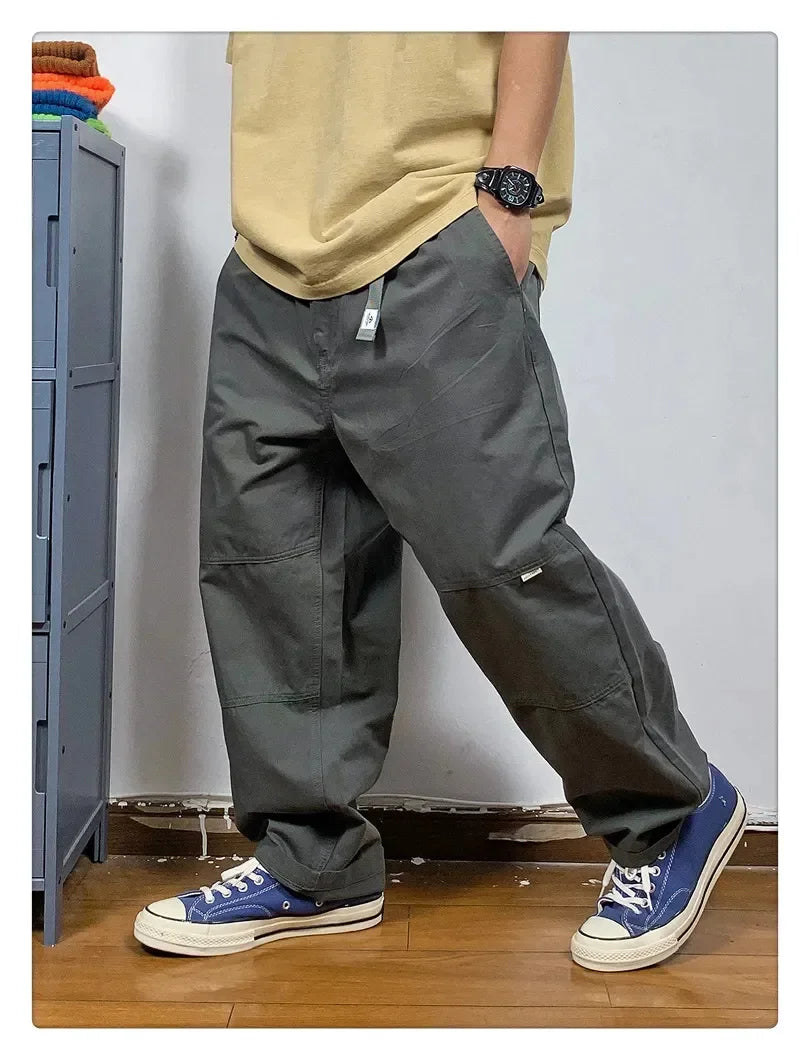 Bonsir Japanese Baggy Cargo Pants Men Clothing Streetwear Kahaki Work Casual Trousers Harajuku High Quality Straight Tactical