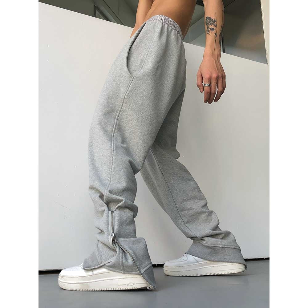 Bonsir New Fashion Leg Zipper Joggers Men Casual Loose Baggy Sweatpants Cotton Overalls Streetwear Hiphop Harem Track Pants Clothing