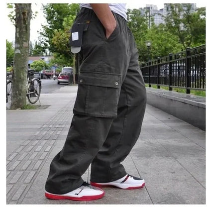 Bonsir Plus Size 8XL 140KG summer spring Men cargo pants thick high street safari style pockets Skateboard outdoor straight