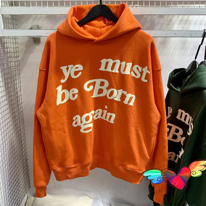 sanyamk Puff Print Kanye West Hoody Men Women 1:1 Pink Ye Must Be Born Again Hoodie Oversize Fit Pullovers CPFM Sweatshirts