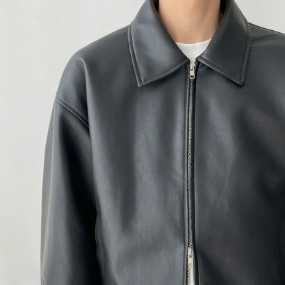 sanyamk Autumn Black Leather Jacket Men Fashion Oversized Leather Jackets Mens Streetwear Korean Loose Hip-hop Bomber Jacket Men Coat