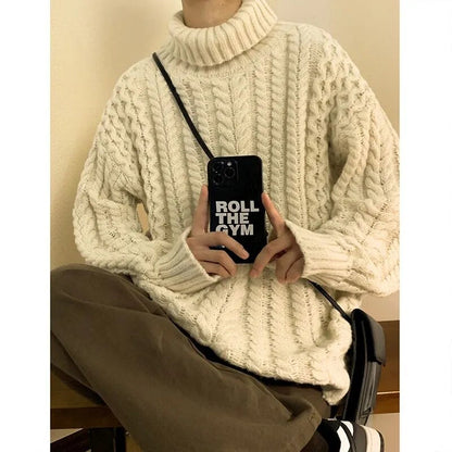 Bonsir Autumn Winter Thicken Women's Turtleneck Sweater Loose Fashion Knitted Pullovers Solid Color Female Warm Jumper New