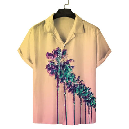 sanyamk Cuba Collar Summer Men's Short-sleeved Printed Shirt Hawaii Beach Vacation