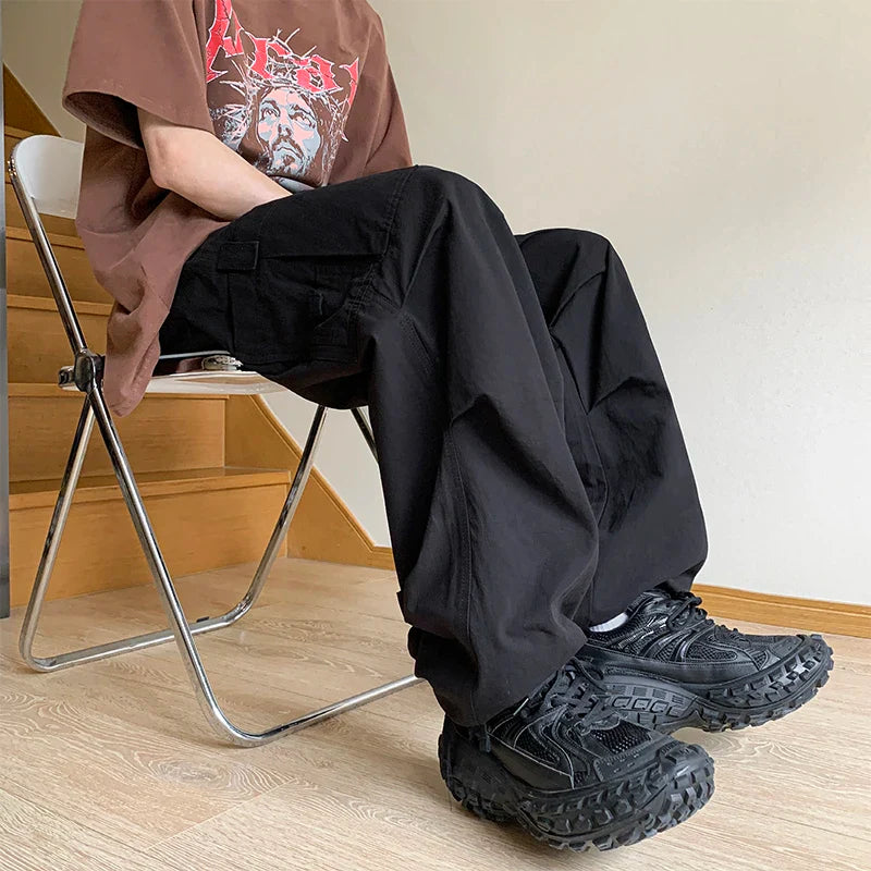 Bonsir New Harajuku Wide leg Men Pants Sweatpants Oversize Cargo Streetwear Baggy Trousers