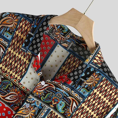 sanyamk Hawaiian Shirt Man Summer New Beach Print Short-sleeved Male Clothes Roll Collar Chic Vintage Refine Causal Wear Elaborate