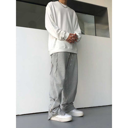 Bonsir New Fashion Leg Zipper Joggers Men Casual Loose Baggy Sweatpants Cotton Overalls Streetwear Hiphop Harem Track Pants Clothing