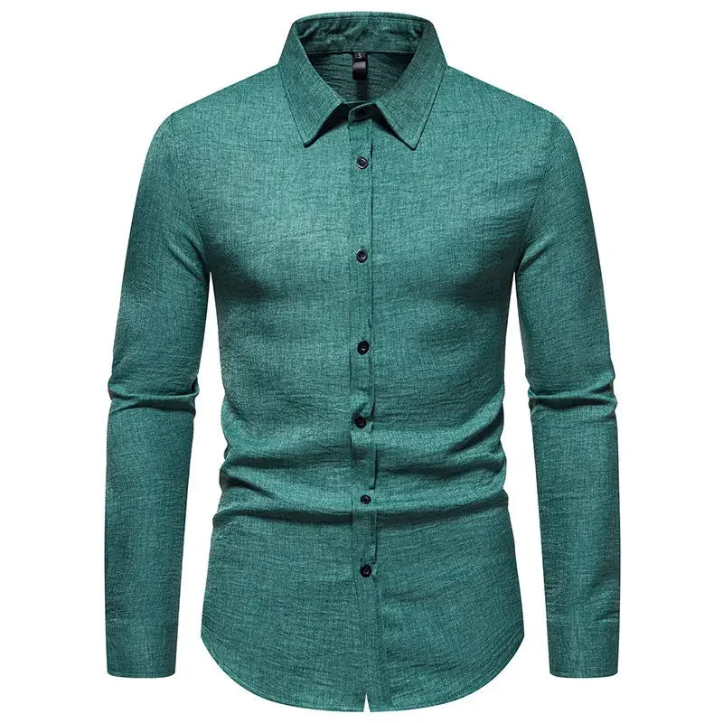 BONSIR  -  Autumn/Winter New Shirt Men's Solid Color Fashion Casual Long Sleeve Shirt Trendy Top Men