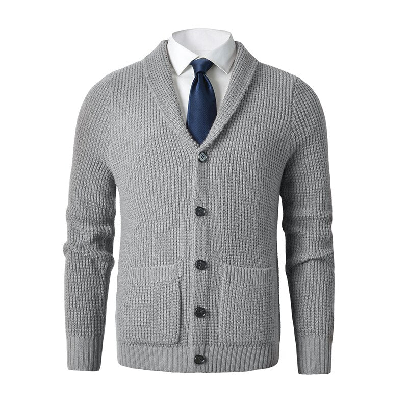 Bonsir High Quality Men's Cardigan Sweater Slim Fit Knitted Ted Button Up Wool Sweater with Pockets Autumn Winter Kitting Sweatercoat