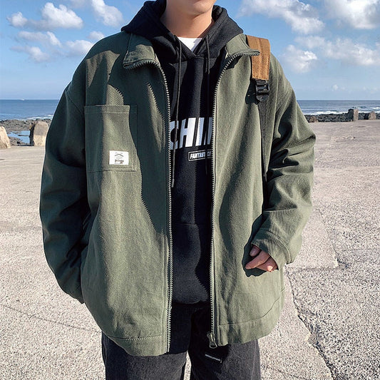 Bonsir High Street New Army Green Men Jackets Harajuku Casual Zipper Man Outerwear Coats Fashion Male Hip Hop Loose Coats