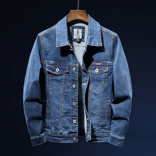 2022 New Autumn Men's Blue Denim Jacket Fashion Casual Cotton Elasticity Jeans Coat Male Brand Clothes