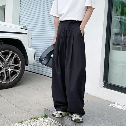 sanyamk Oversized Black Suit Pants Men Fashion Social Mens Dress Pants Korean Loose Wide Leg Pants Mens Office Formal Trousers M-3XL