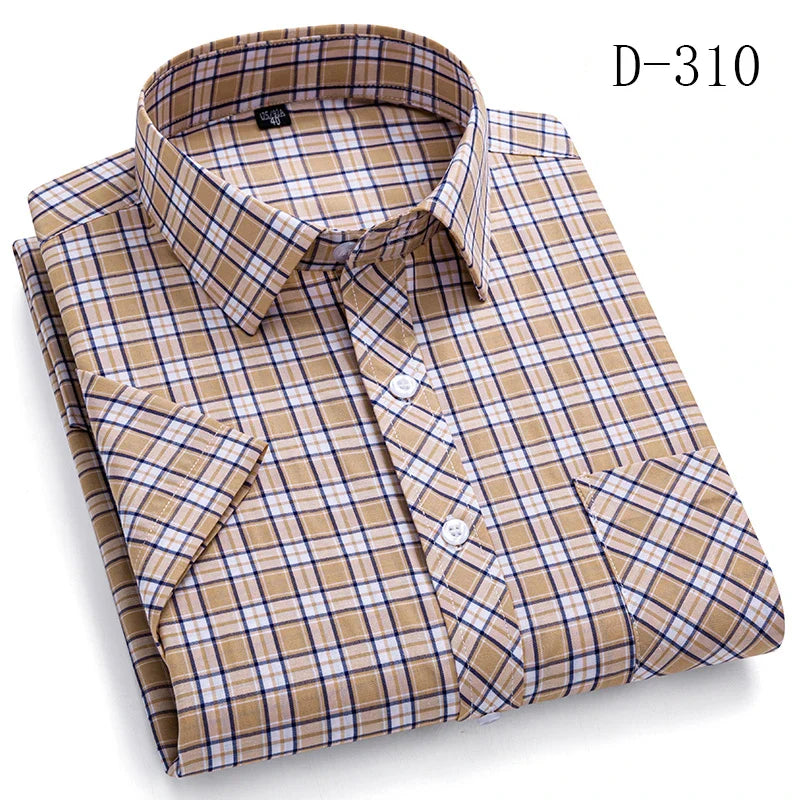 sanyamk Plaid Short Sleeve Shirts For Man Cotton England Preppy Classic Checked Summer New Fashion Clothing Businessman Casual Shirts