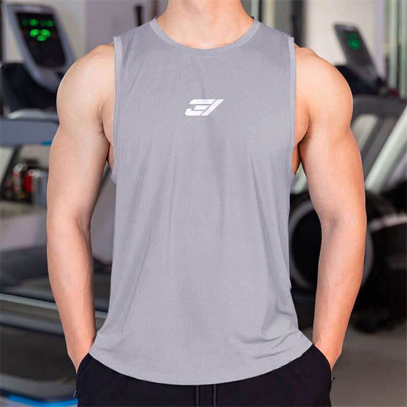 sanyamk Men Bodybuilding Tight Running Tank Tops Summer Jogger Workout Sleeveless Gyms shirt Men Sports Vest Fitness Brand Male Clothing