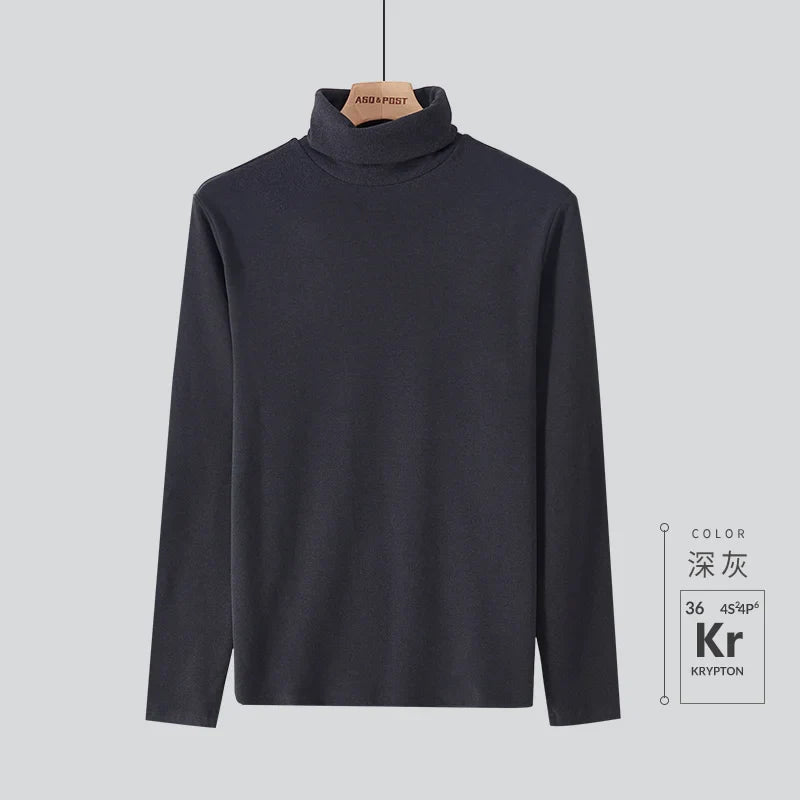 Bonsir Autumn Winter Half Turtleneck Bottoming Shirt Men Loose Casual High Street Long-sleeved T-shirts Men Tops Male Clothes