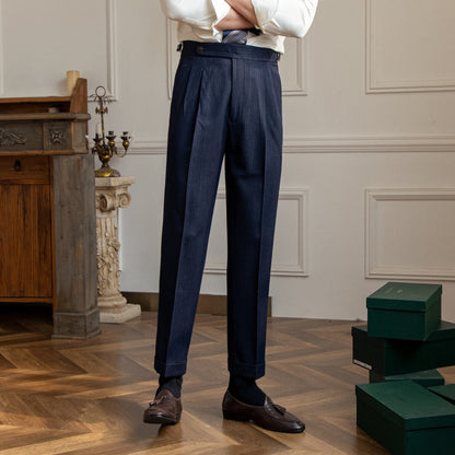 sanyamk High Waist Business Dress Pants Men Ankle Length Office Social Slim Fit Suit Pant Classic Streetwear Trousers Pantalones Hombre