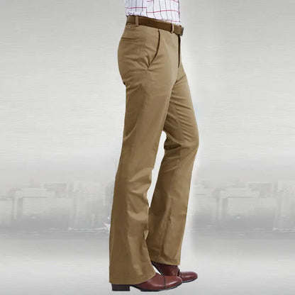 sanyamk Men Flared Boot Cut Trousers Fashion Casual British Style Office Comfortable Kahki Black Slim Formal Suit Bottom Pants