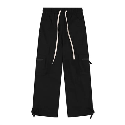 Bonsir Y2K Red Cargo Pants for Men Harajuku Black Trousers Male Streetwear Hip Hop Pocket Loose Casual American Safari Style