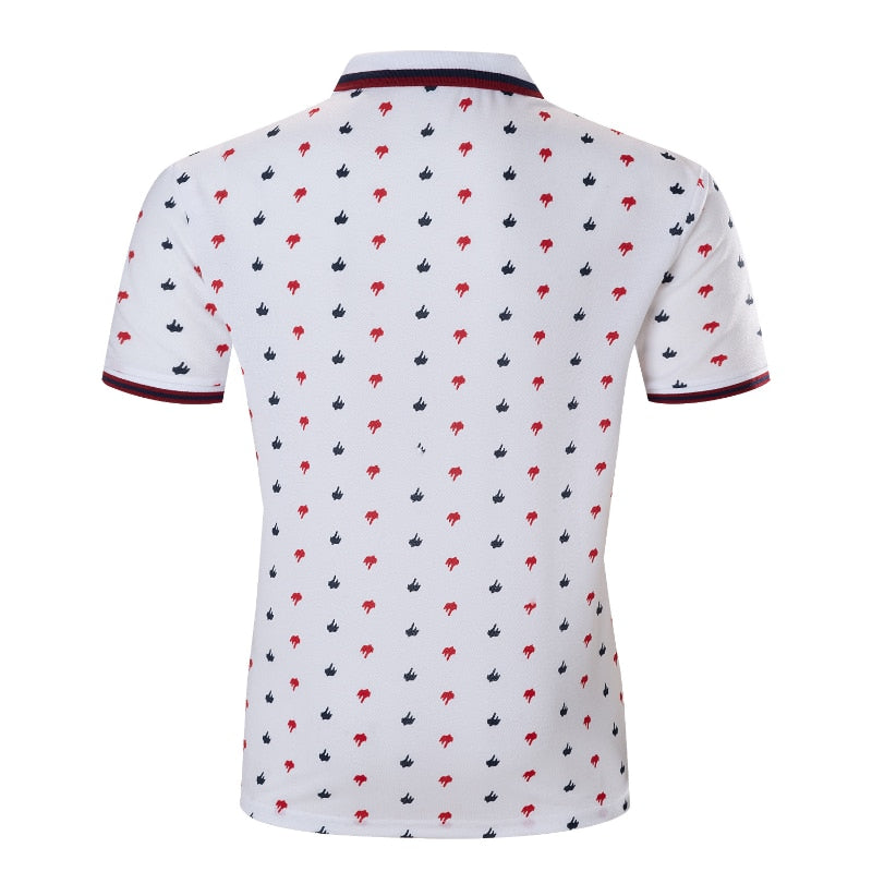 sanyamk Mens Polo Shirts Fashion Casual Printed Lapel Short Sleeve White POLO Shirt Golf Loose Comfortable Male Tops Summer 2022 New