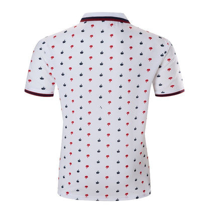 sanyamk Mens Polo Shirts Fashion Casual Printed Lapel Short Sleeve White POLO Shirt Golf Loose Comfortable Male Tops Summer 2022 New