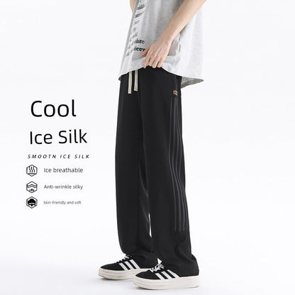 sanyamk Heavy Weight American Vibe Ice Silk Stripes Retro Sweatpants