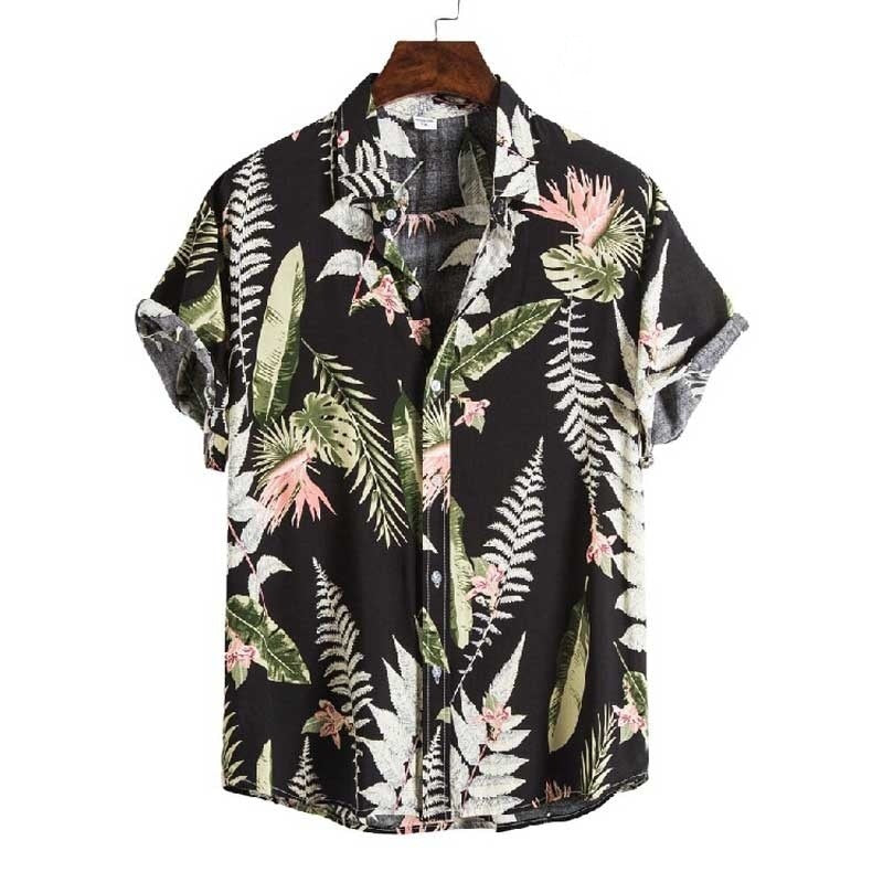 sanyamk Summer Men For Shirt Holiday Fashion Beach Dot Print Short Sleeve Tops Aloha Clothing Streetwear Mens Hawaiian Shirts 5XL