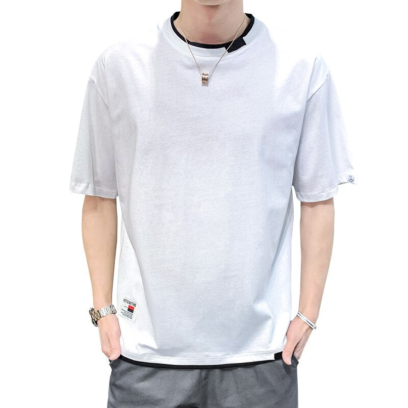 sanyamk 2022 Summer New Men's T-Shirt Trend Half-Sleeve T-Shirt Fashion Loose Casual Stretch Large Size Top T-Shirt