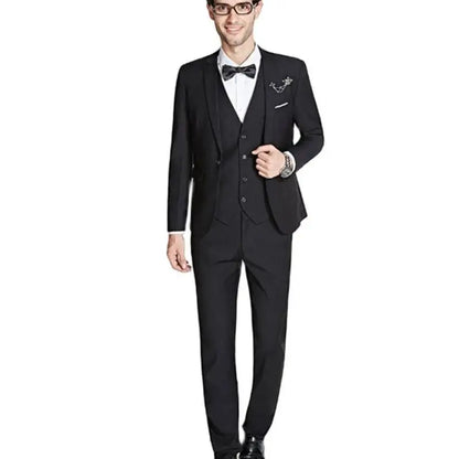 sanyamk New Men Suit 3 Pieces Shawl Lapel Slim Business Daily Fit Wedding Groom Tuxedo Banquet Work Set Jacket Vest With Pants