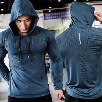 sanyamk Mens Fitness Tracksuit Running Sport Hoodie Gym Joggers Hooded Outdoor Workout Athletic Clothing Muscle Training Sweatshirt Tops