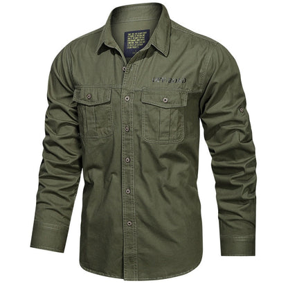 Bonsir Green Black Cargo Long Sleeves Shirts For Men's Spring Autumn Design Brand Oversize 4XL 5XL Military Clothes Casual Blouse