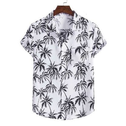 sanyamk Summer Men For Shirt Holiday Fashion Beach Dot Print Short Sleeve Tops Aloha Clothing Streetwear Mens Hawaiian Shirts 5XL