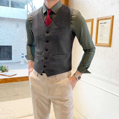 sanyamk New Fashion Leisure Vest Men's Casual Suit Waistcoat Slim Fit Business Office Clothing