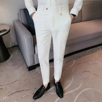 sanyamk British Style Autumn New Solid Color Business Casual Trousers Men's Simple and Versatile Formal Office Pants Straight Suit
