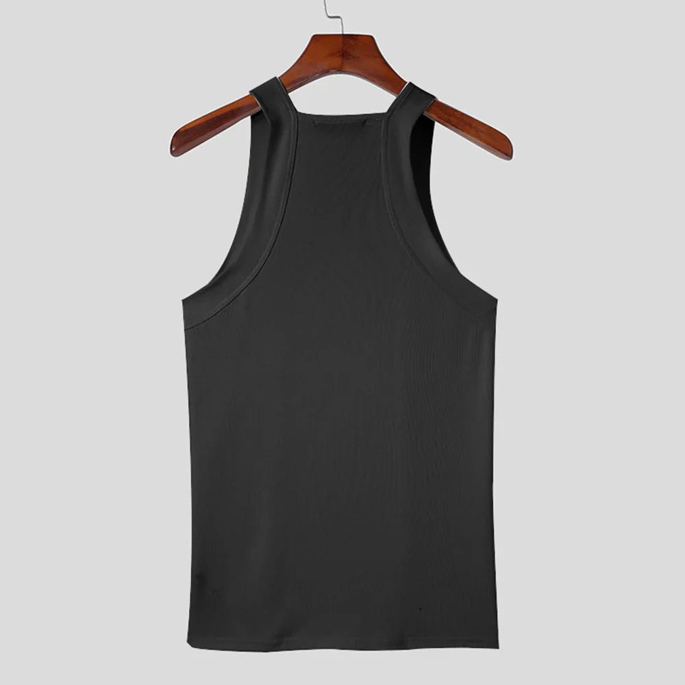 Bonsir 2024 Fashion Men Tank Tops Solid O-neck Sleeveless Skinny Tops Tees Vacation Casual Vests Streetwear Men Sexy Fitness Camisole